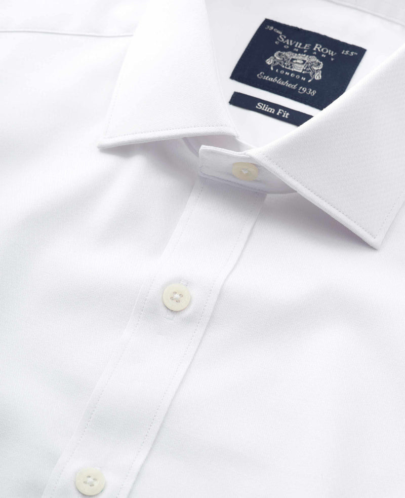 white stretch cotton slim fit formal shirt single cuff 1506wht Detail