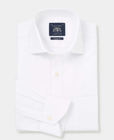 Men's White Textured Cotton Classic Fit Formal Shirt folded