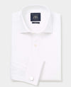 White Textured Cotton Slim Fit Formal Shirt - Double Cuff