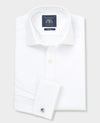 White Textured Cotton Slim Fit Formal Shirt - Double Cuff