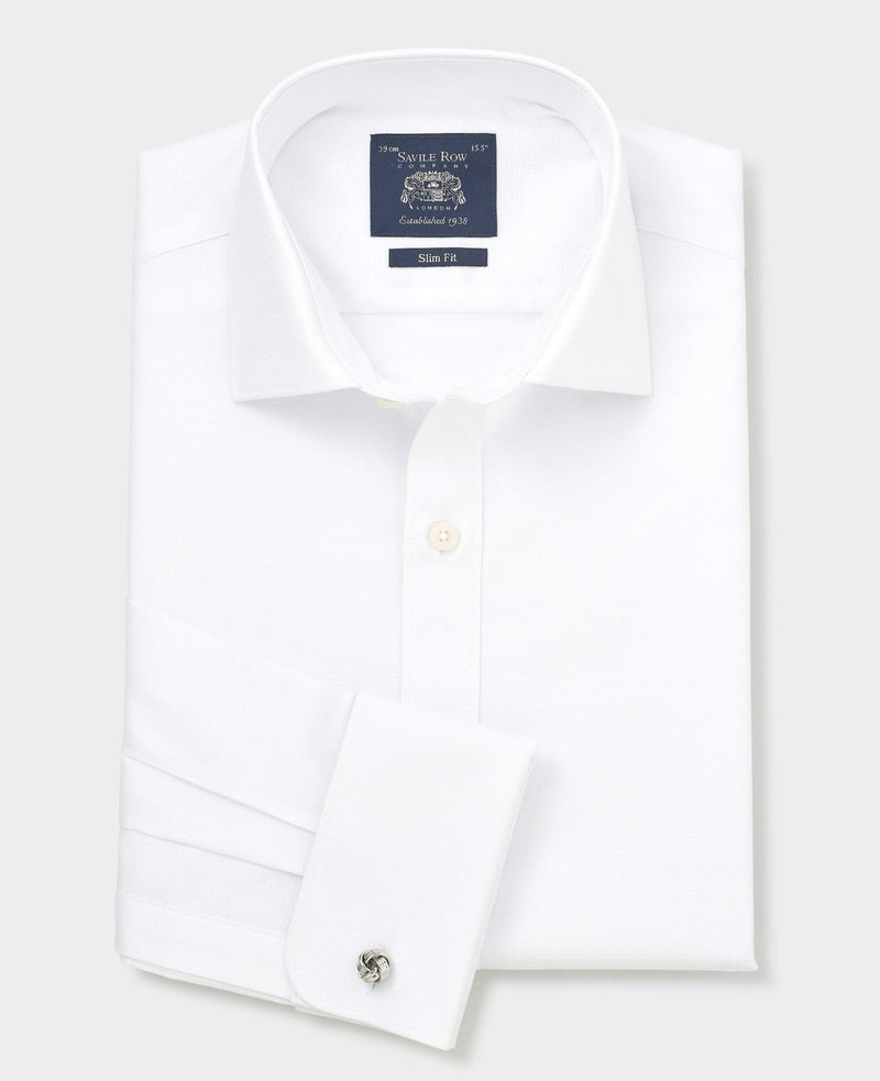 White dress shirt with cufflinks on a light gray background