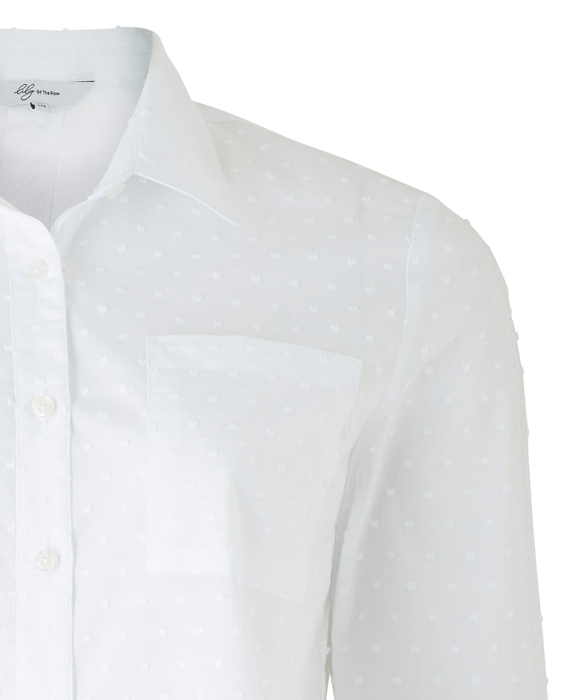 White Textured Semi-Fitted Women's Shirt