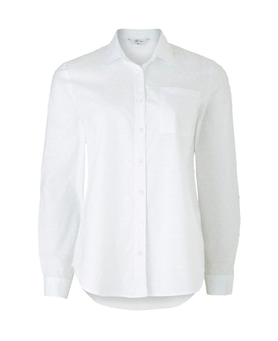 Women's White Textured Semi-Fitted Shirt