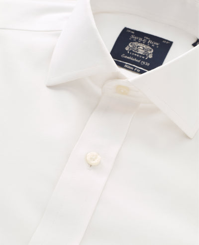 White Twill Slim Fit Non-Iron Shirt - Single Cuff - Collar Detail - 2026WHT