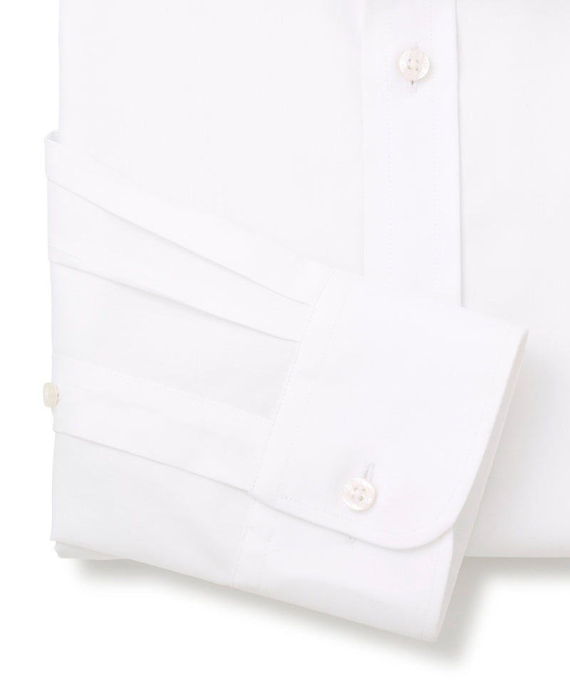 White Twill Slim Fit Non-Iron Shirt - Single Cuff - Cuff Detail - 2026WHT