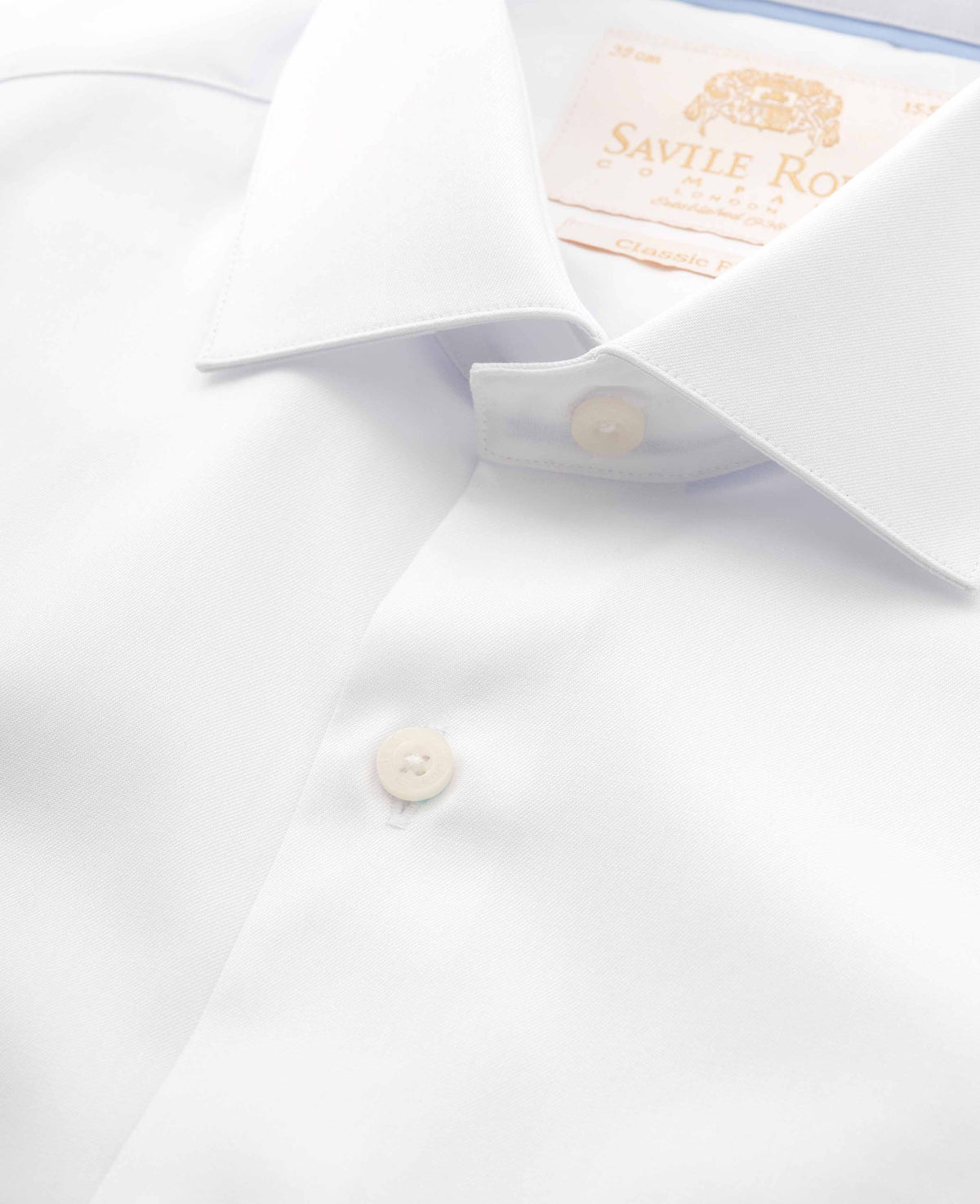 Men's White Two-Ply Cotton Classic Fit Premium Formal Shirt collar detail
