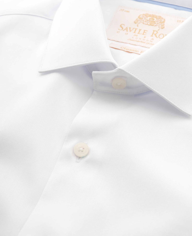 Men's White Two-Ply Cotton Classic Fit Premium Formal Shirt collar detail