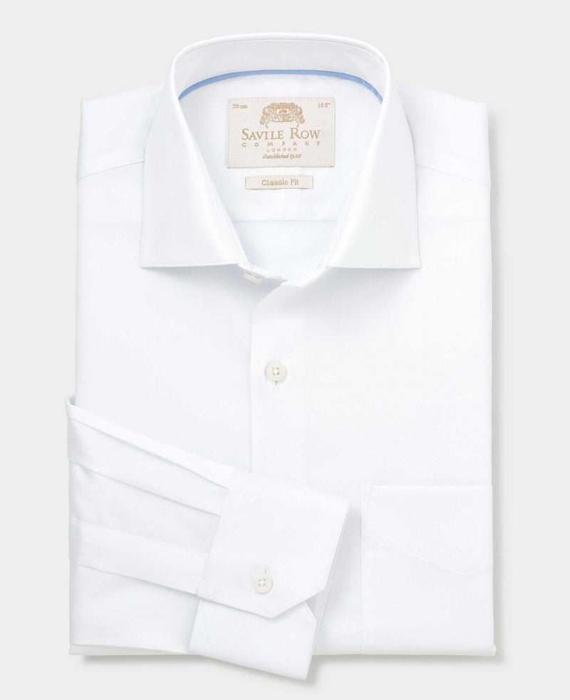 Men's White Two-Ply Cotton Classic Fit Premium Formal Shirt folded shot