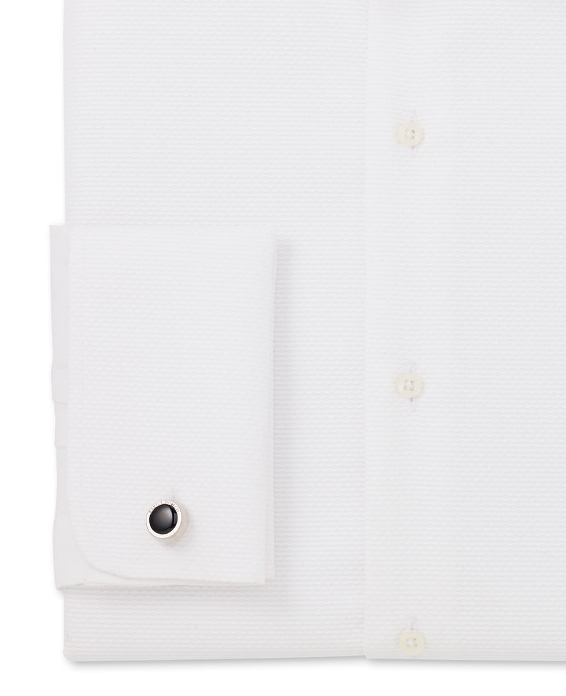 White Wing Collar Marcella Bib Front Classic Fit Double Cuff Evening Shirt Cuff Detail