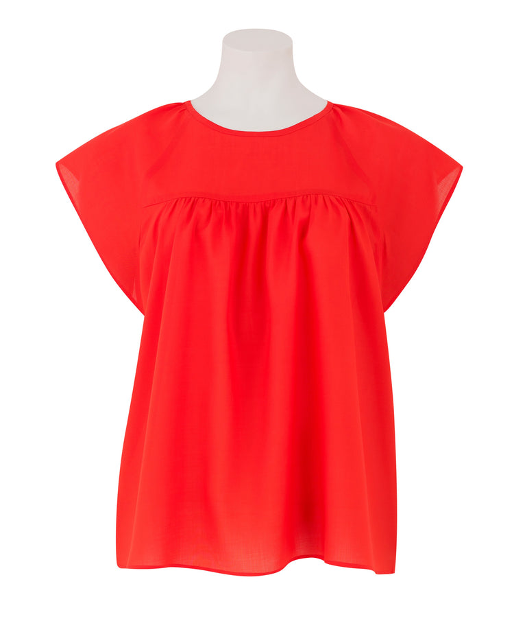 Orange Tencel Cap Sleeve Women's Shirt