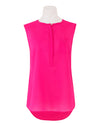 Women's Pink Collarless Sleeveless Shirt