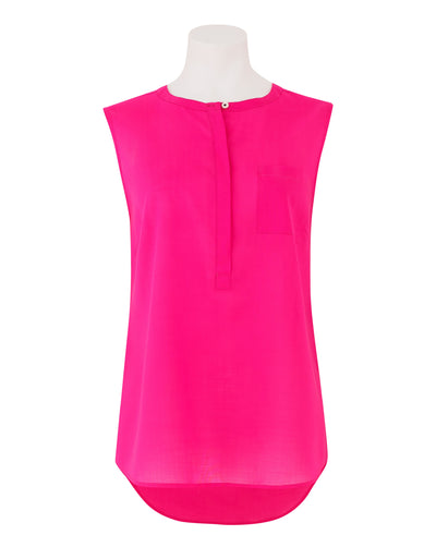 Pink Collarless Sleeveless Women's Shirt