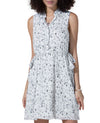 Women's White Black Botanical Print Sleeveless Dress [RTC]