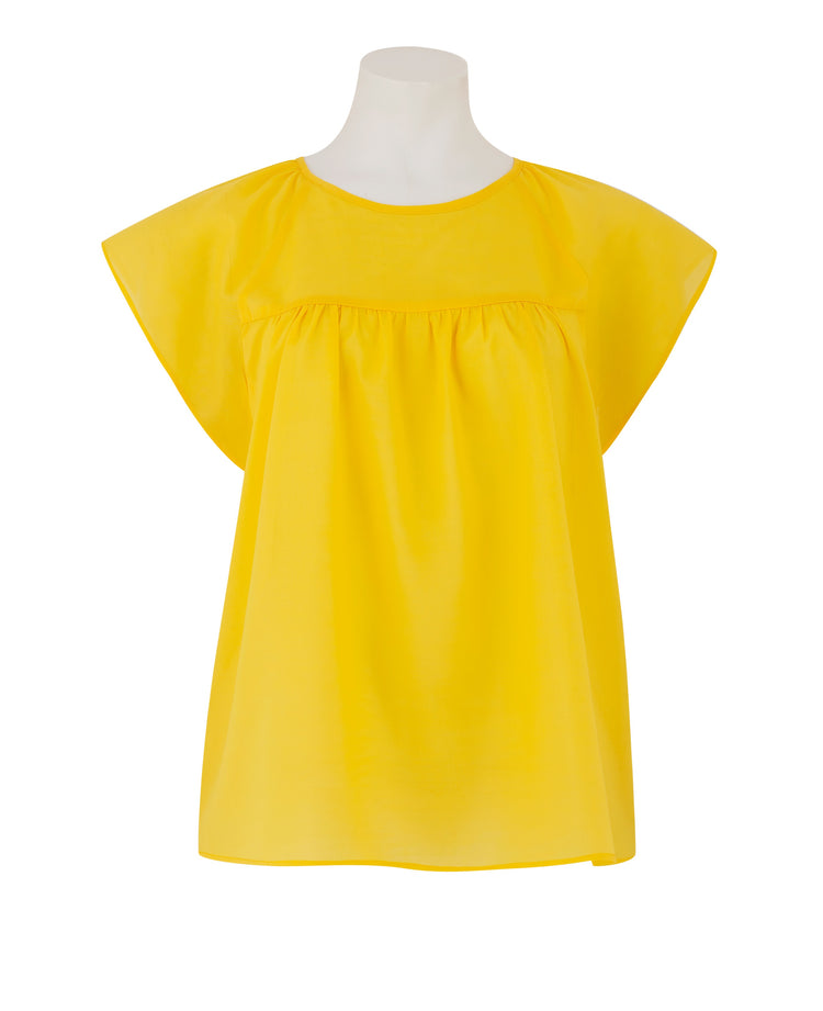 Yellow Tencel Cap Sleeve Women's Shirt