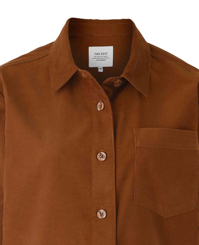 Women's Tan Cotton Babycord Overshirt