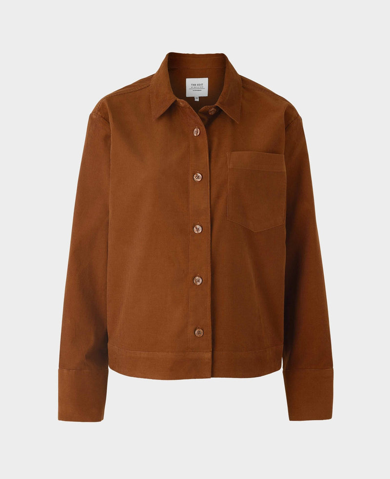 Women's Tan Cotton Babycord Overshirt