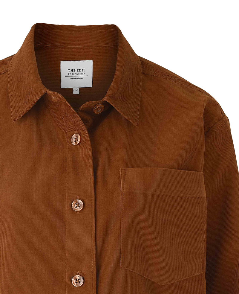 Women's Tan Cotton Babycord Overshirt