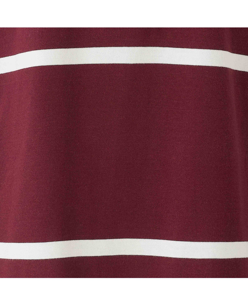 Women's Burgundy Cotton Striped Heavyweight Rugby Shirt