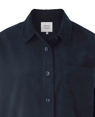 Women's Navy Cotton Babycord Overshirt