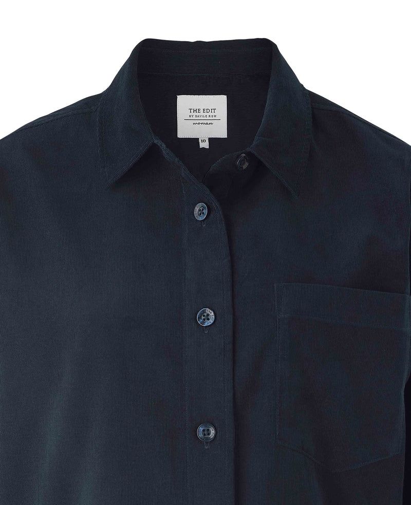 Women's Navy Cotton Babycord Overshirt