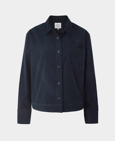 Women's Navy Cotton Babycord Overshirt
