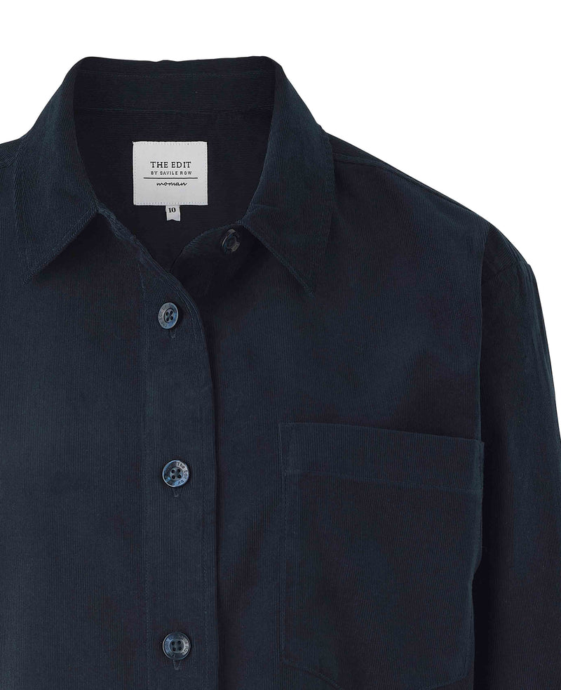 Women's Navy Cotton Babycord Overshirt