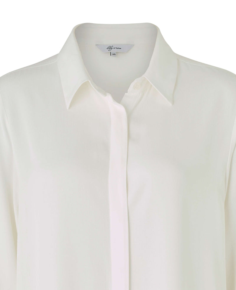 womens off white viscose twill boyfriend fit shirt lsc456ofw collar detail