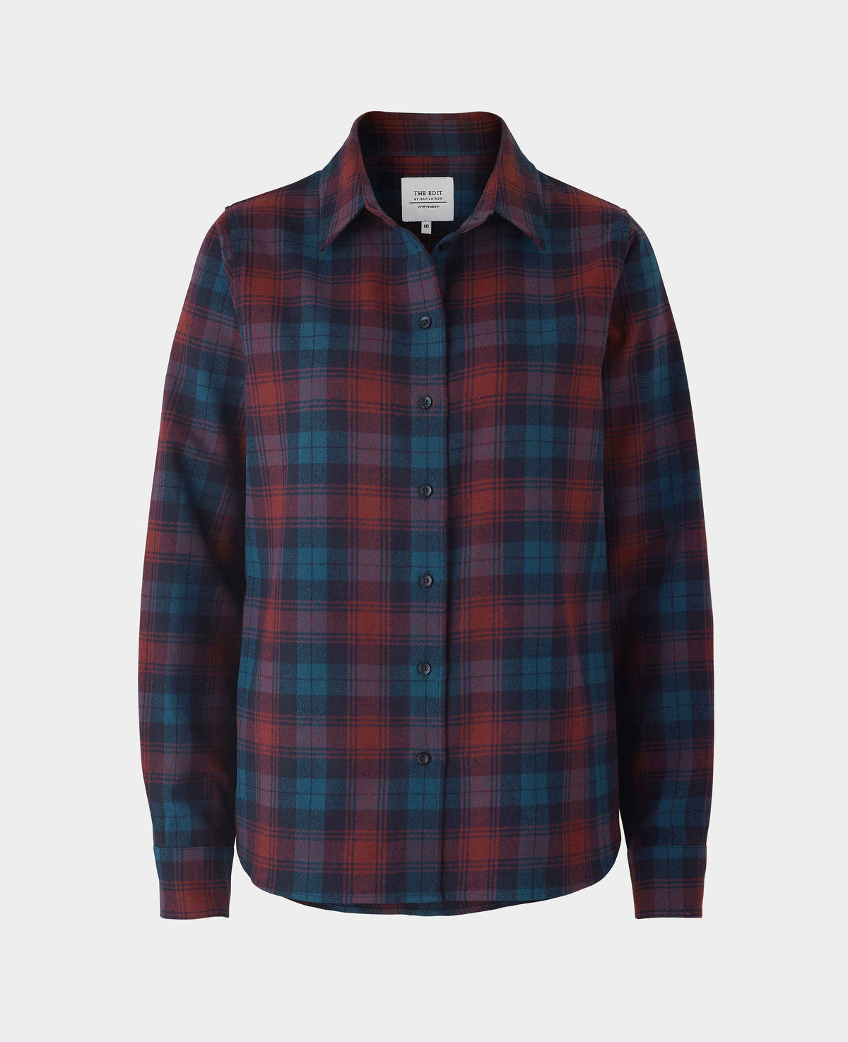 Women's Red Brushed Cotton Check Casual Shirt With Single Cuffs mannequin shot