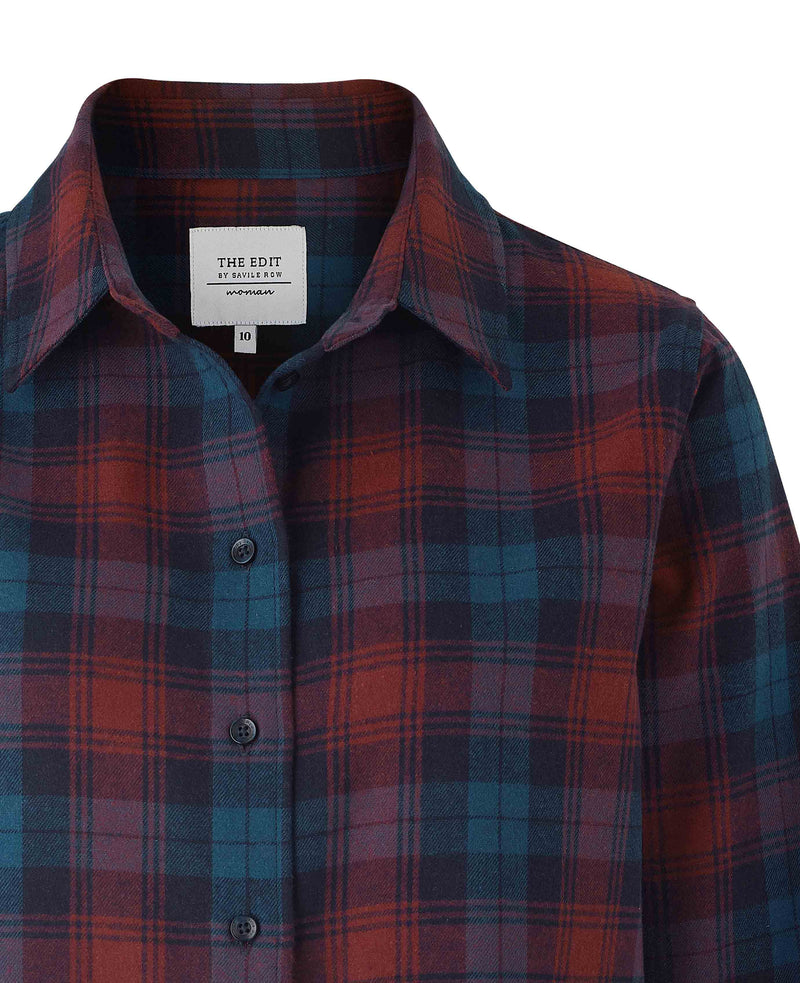 Women's Red Brushed Cotton Check Casual Shirt