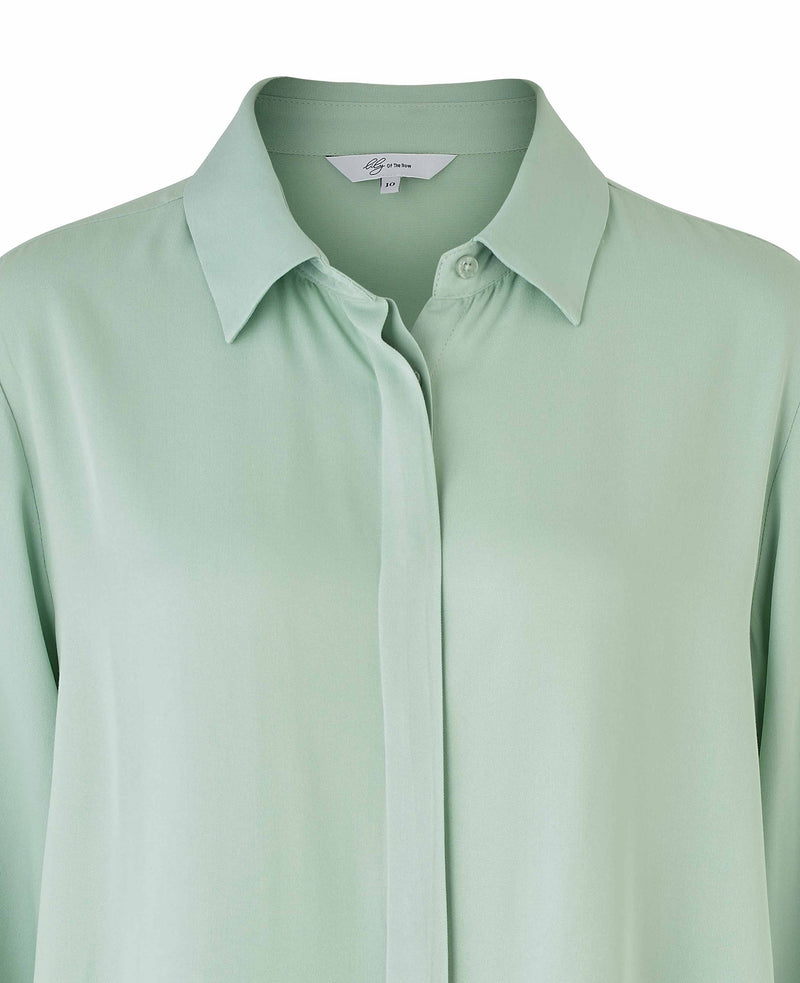 womens sage green viscose twill boyfriend fit shirt lsc456sag collar detail