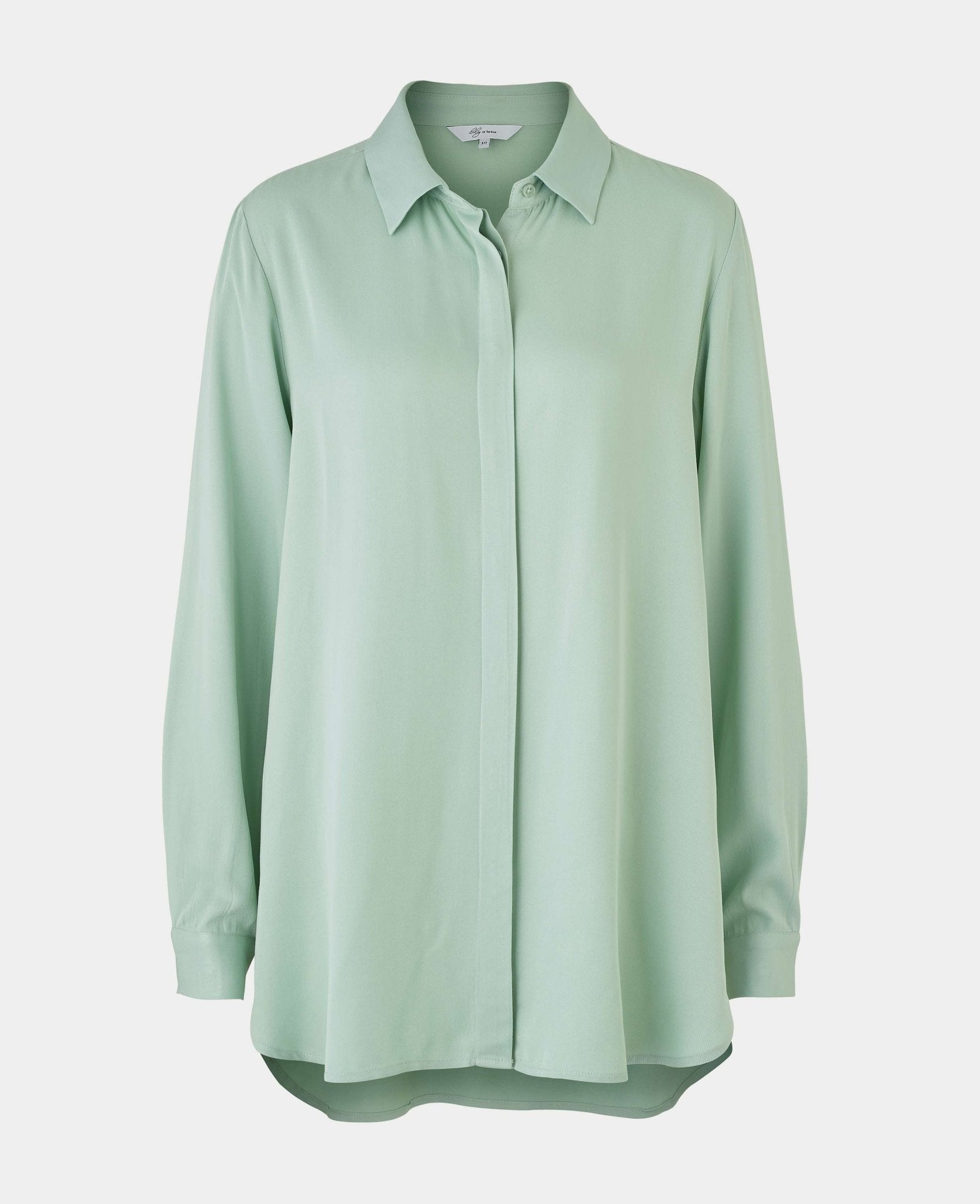 Women's Sage Green Viscose Twill Boyfriend Fit Shirt Savile Row