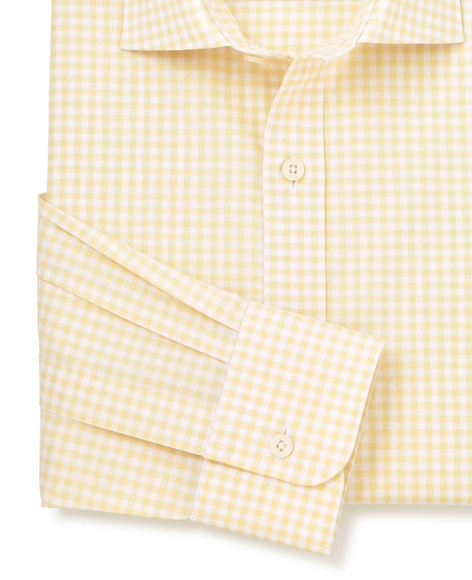 men's yellow gingham dress shirt J.McLaughlin Men's Club Classic Fit Shirt in Gingham Yellow/White, Size Medium