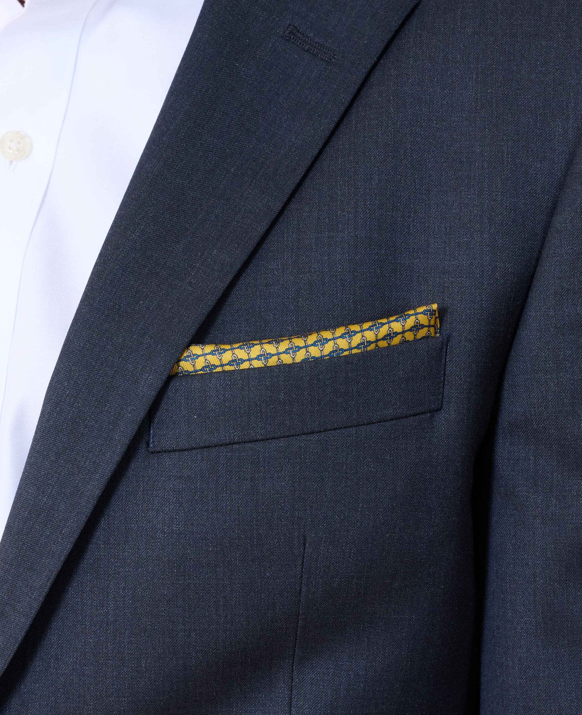 Yellow Link Print Silk Pocket Square
