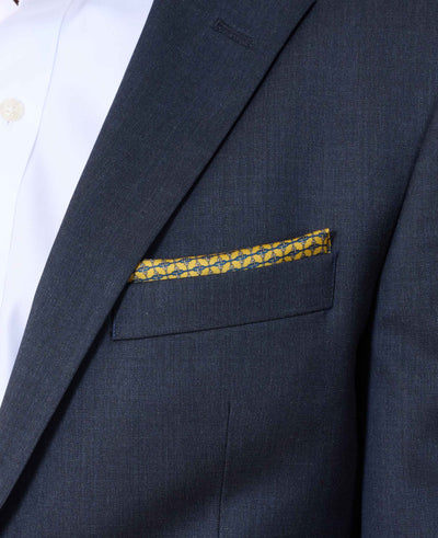 Yellow Link Print Silk Pocket Square