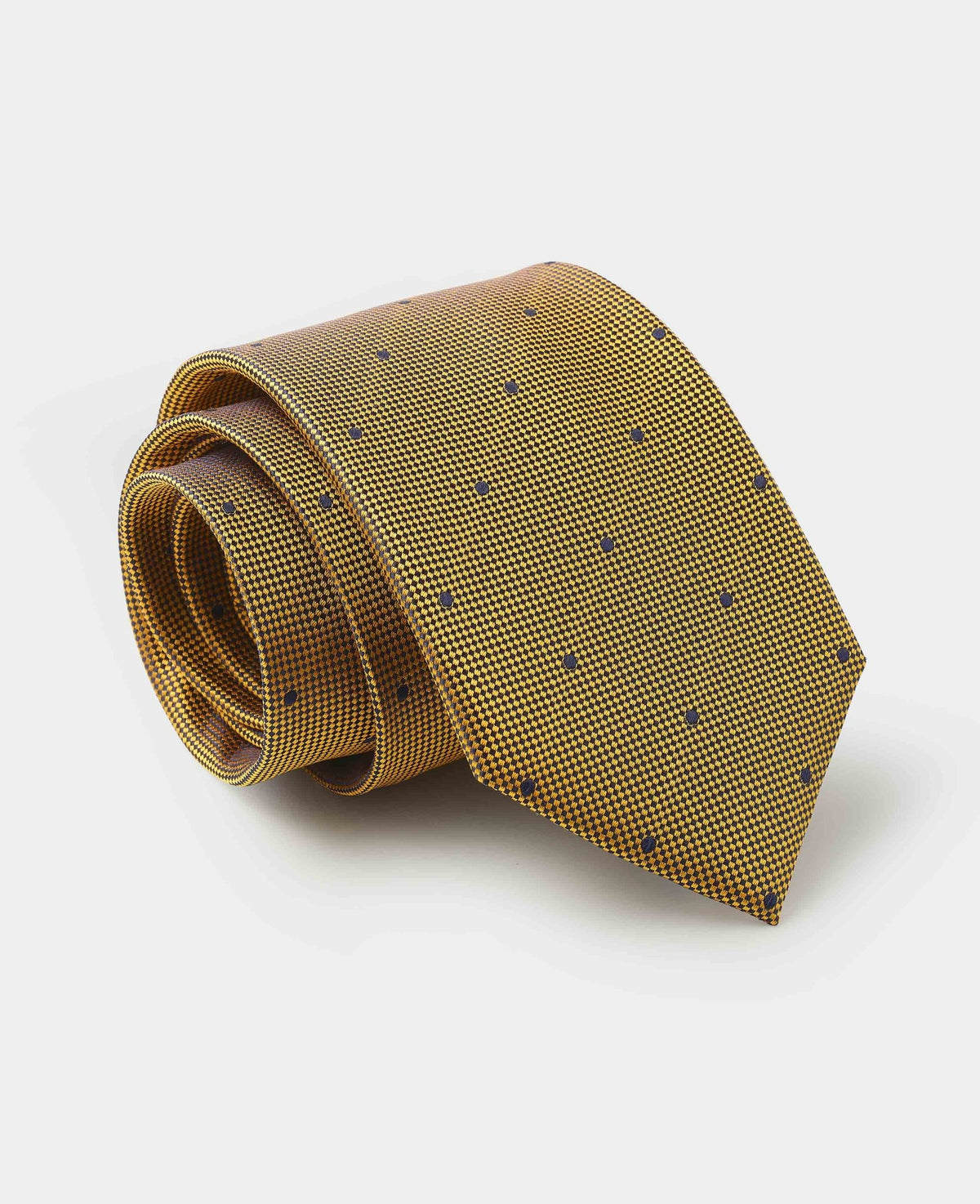 Men's Yellow Spotted Silk Tie rolled up