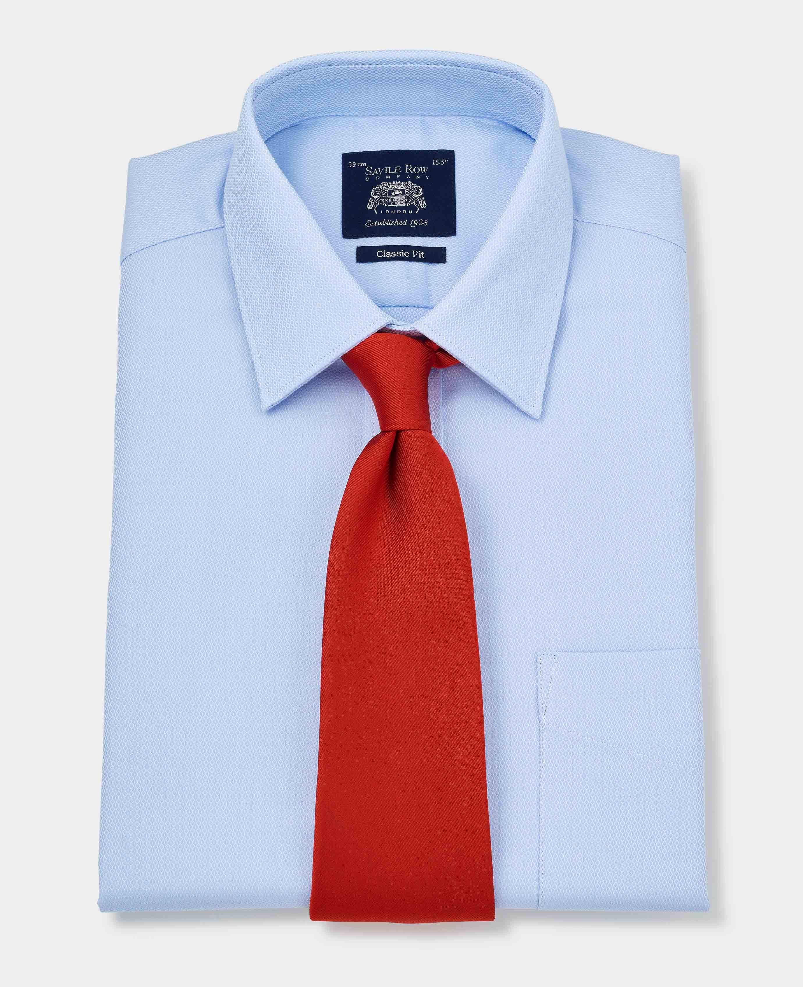 Men's Sky Blue Twill Classic Fit Formal Shirt | Savile Row Co