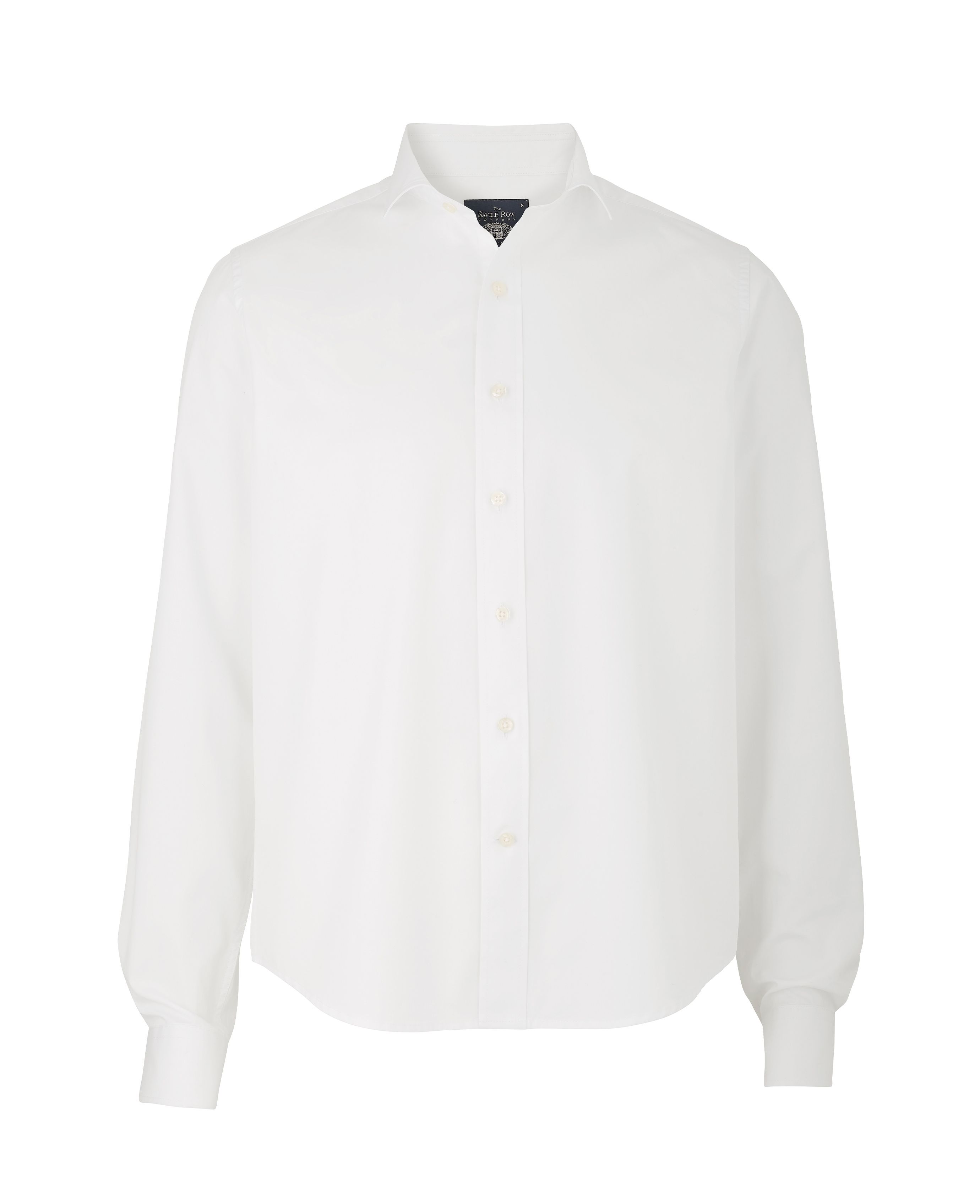 Men’s white cotton twill slim fit shirt in short length | Savile Row Co