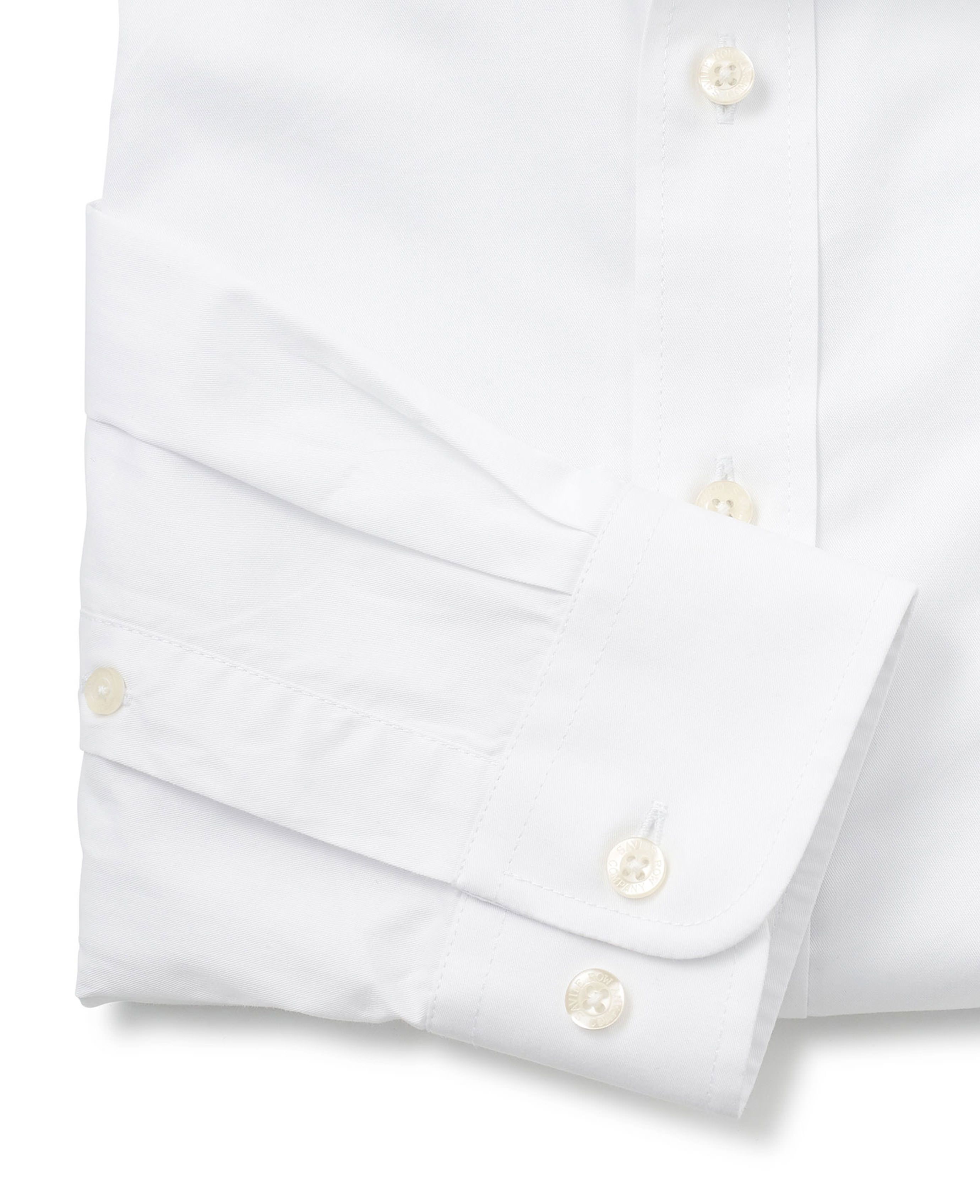 Mens White Cotton Twill Slim Fit Shirt In Short Length | Savile Row Co