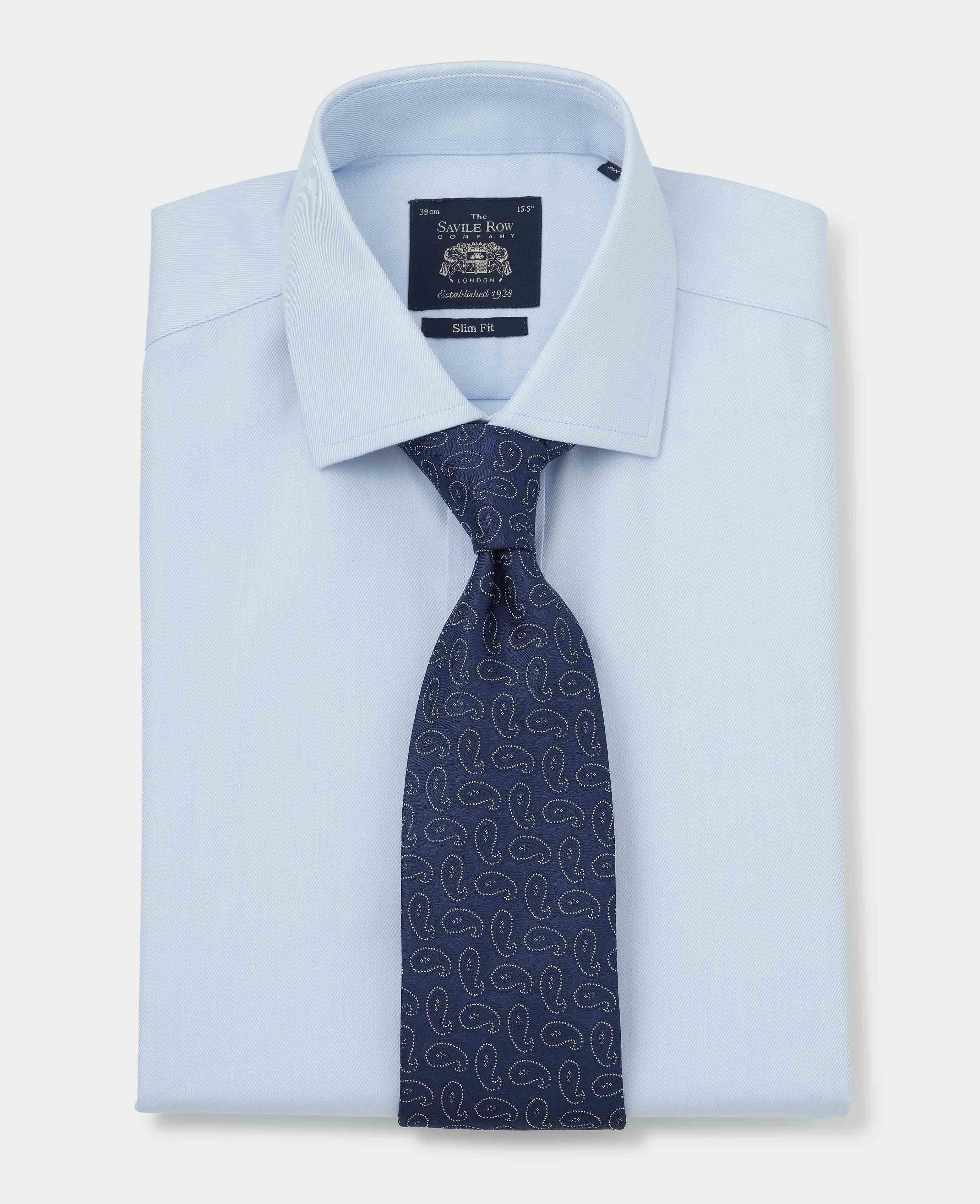 Men's Sky Blue Non-Iron Slim Fit Formal Shirt With Single Cuffs ...