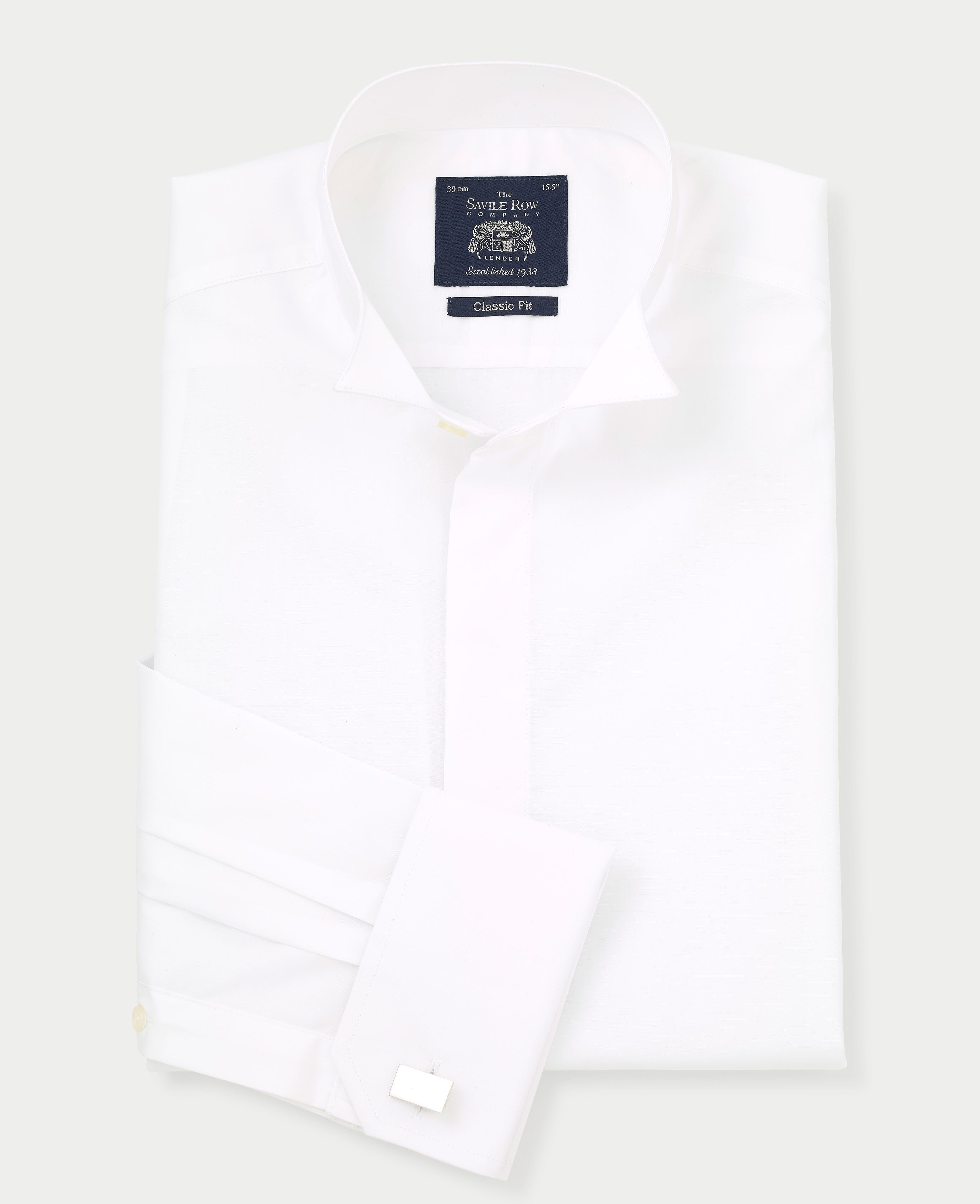 Mens Classic Fit Wing Collar Shirt In White | Savile Row Co