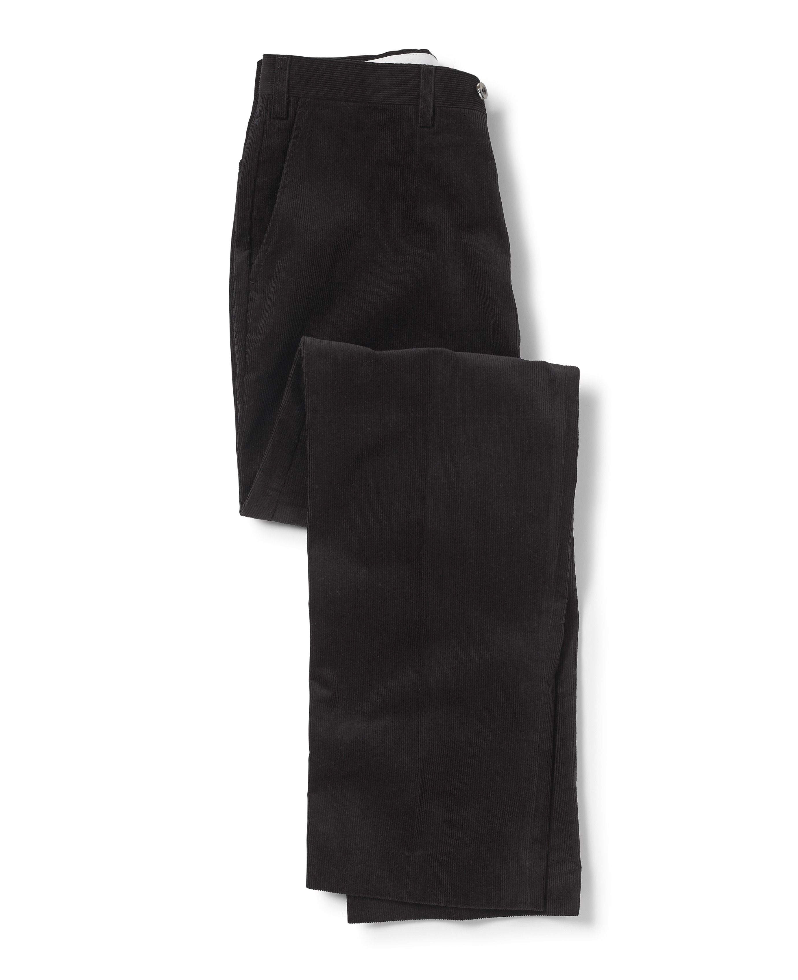 Mens Black Classic Fit Corduroy Trousers | Savile Row Co