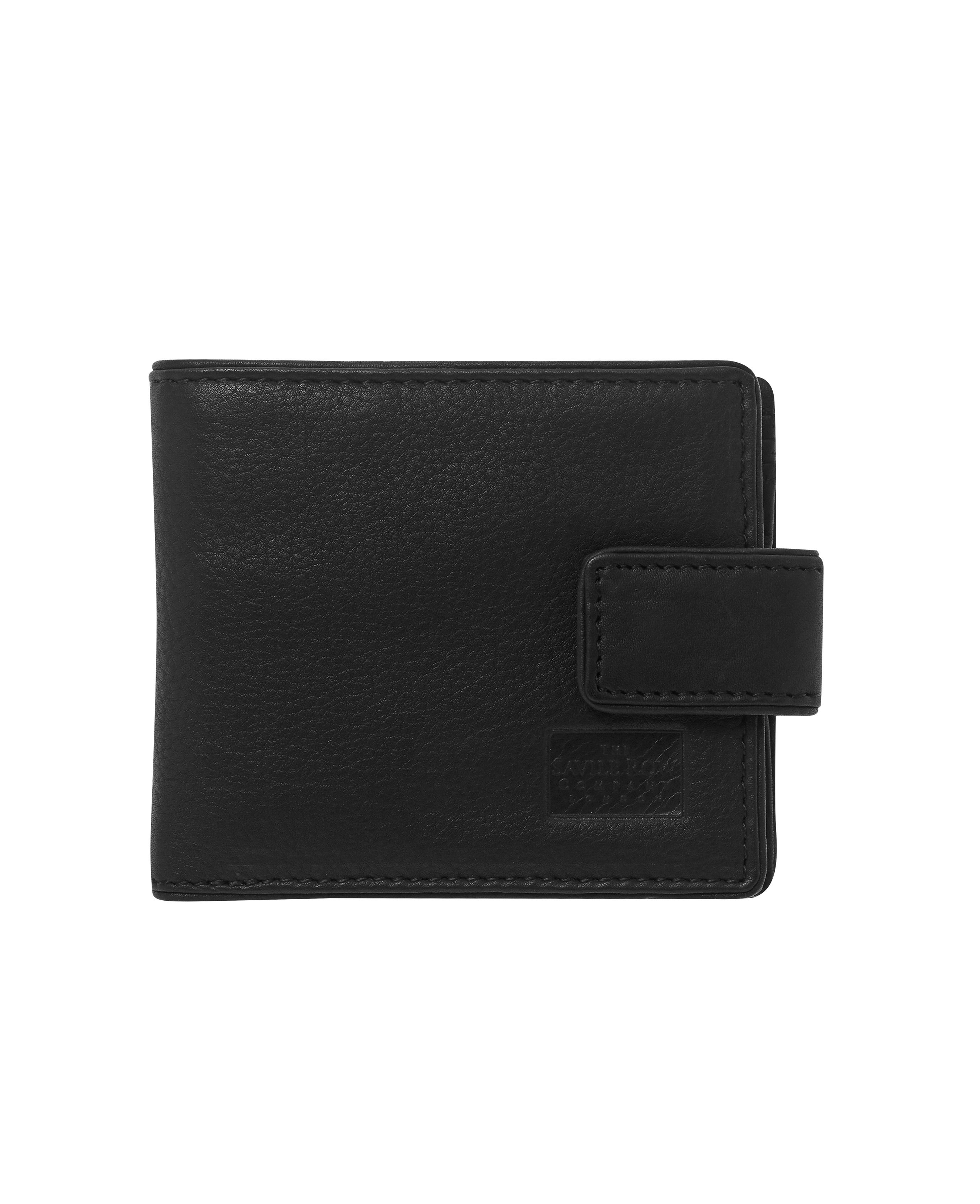 Mens Black Leather Tab Coin Wallet | Savile Row Co