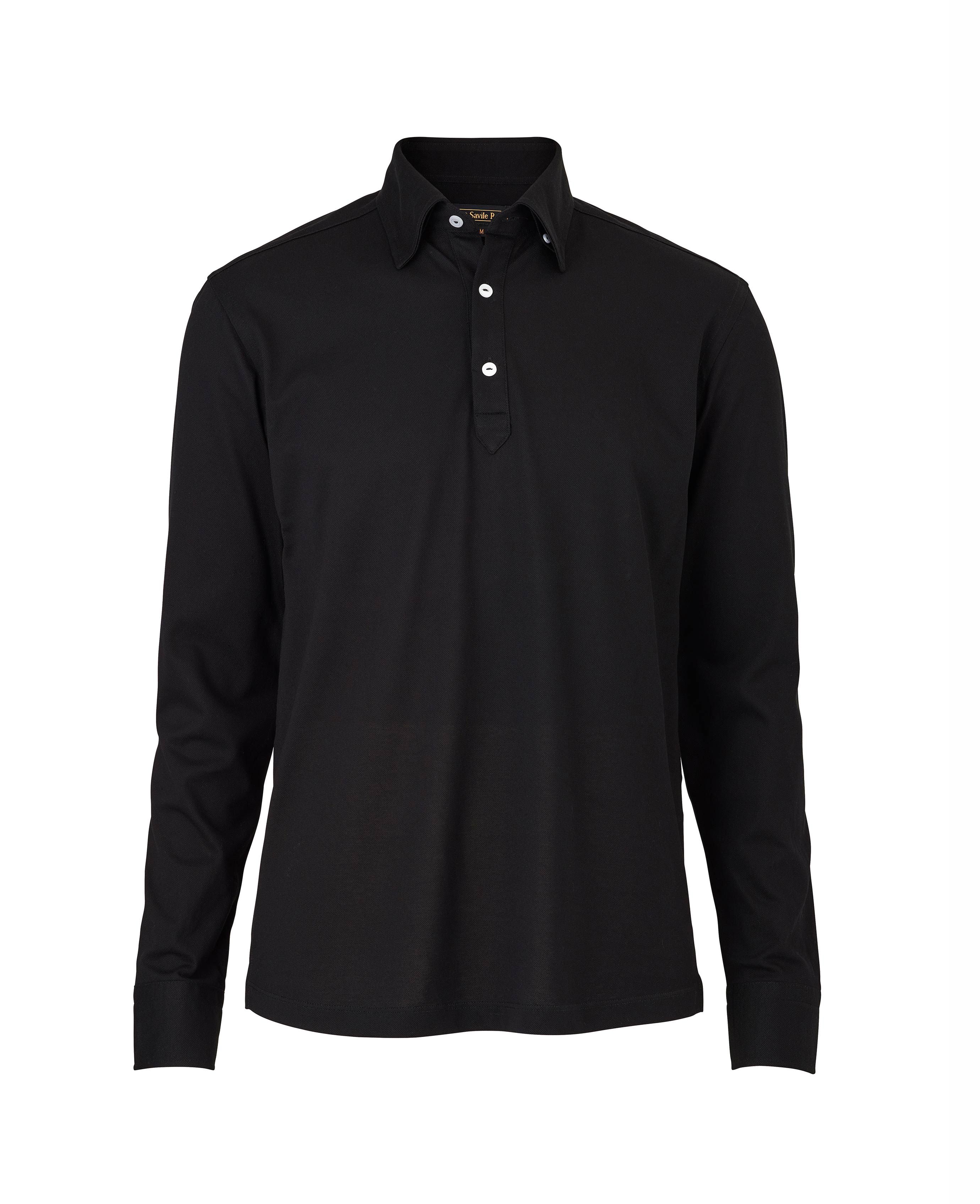 Men’s Mercerised Cotton Polo Shirt in Black | Savile Row Co