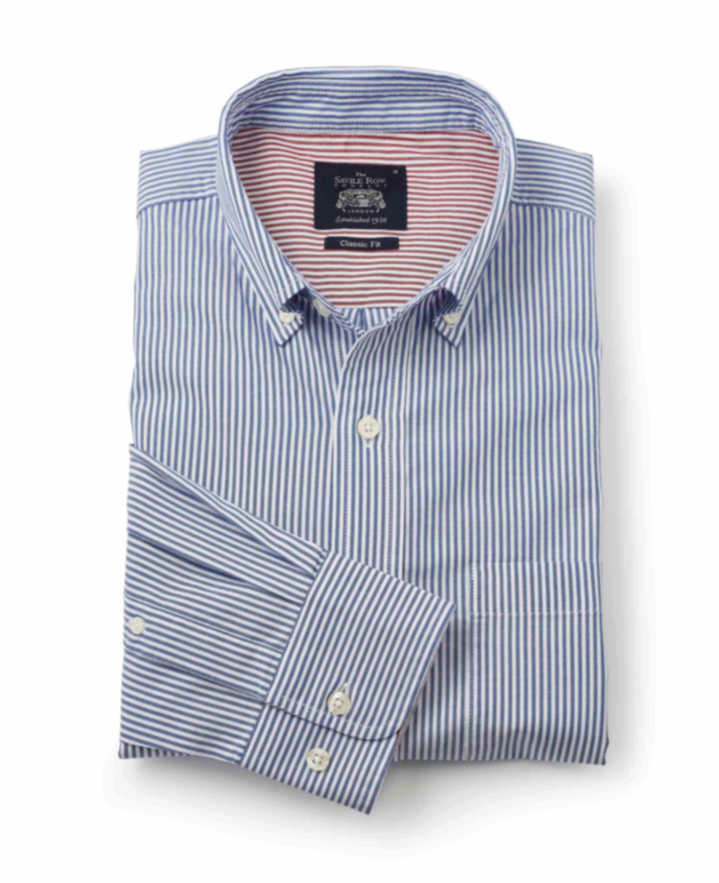 Men’s Blue White Stripe Classic Fit Shirt | Savile Row Co
