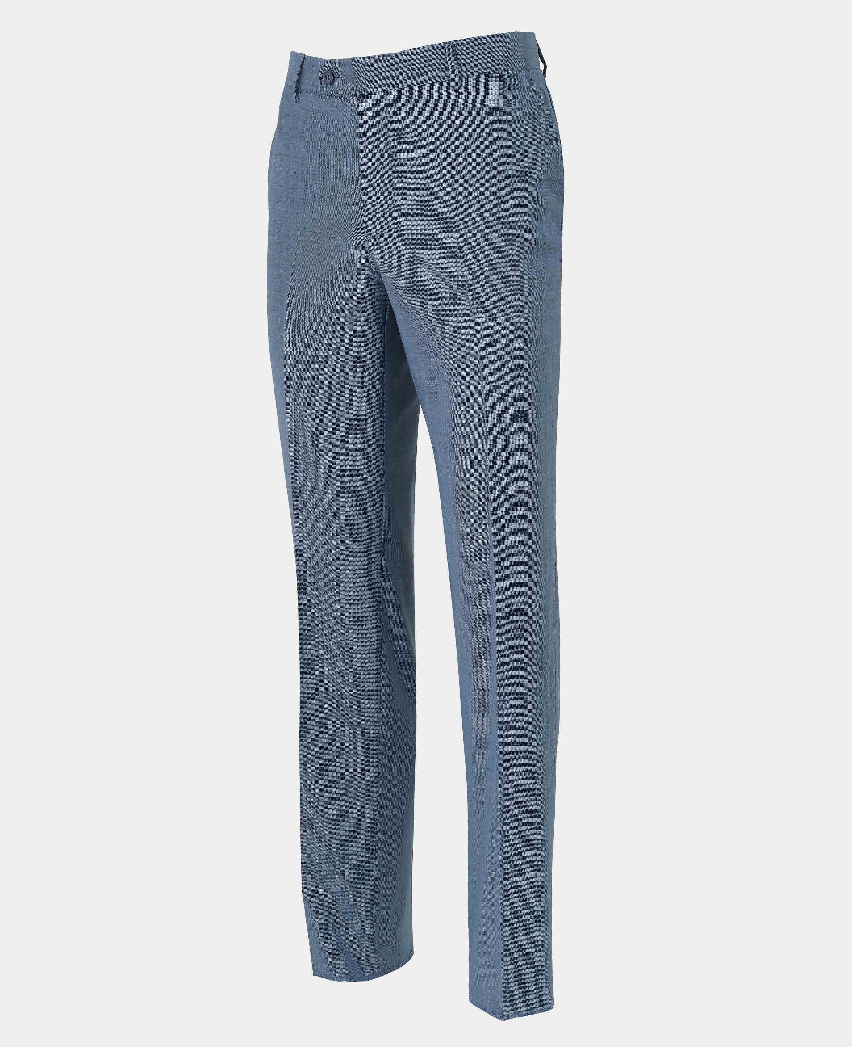Men’s Wool Blend Suit Trousers in Denim Navy | Savile Row Co
