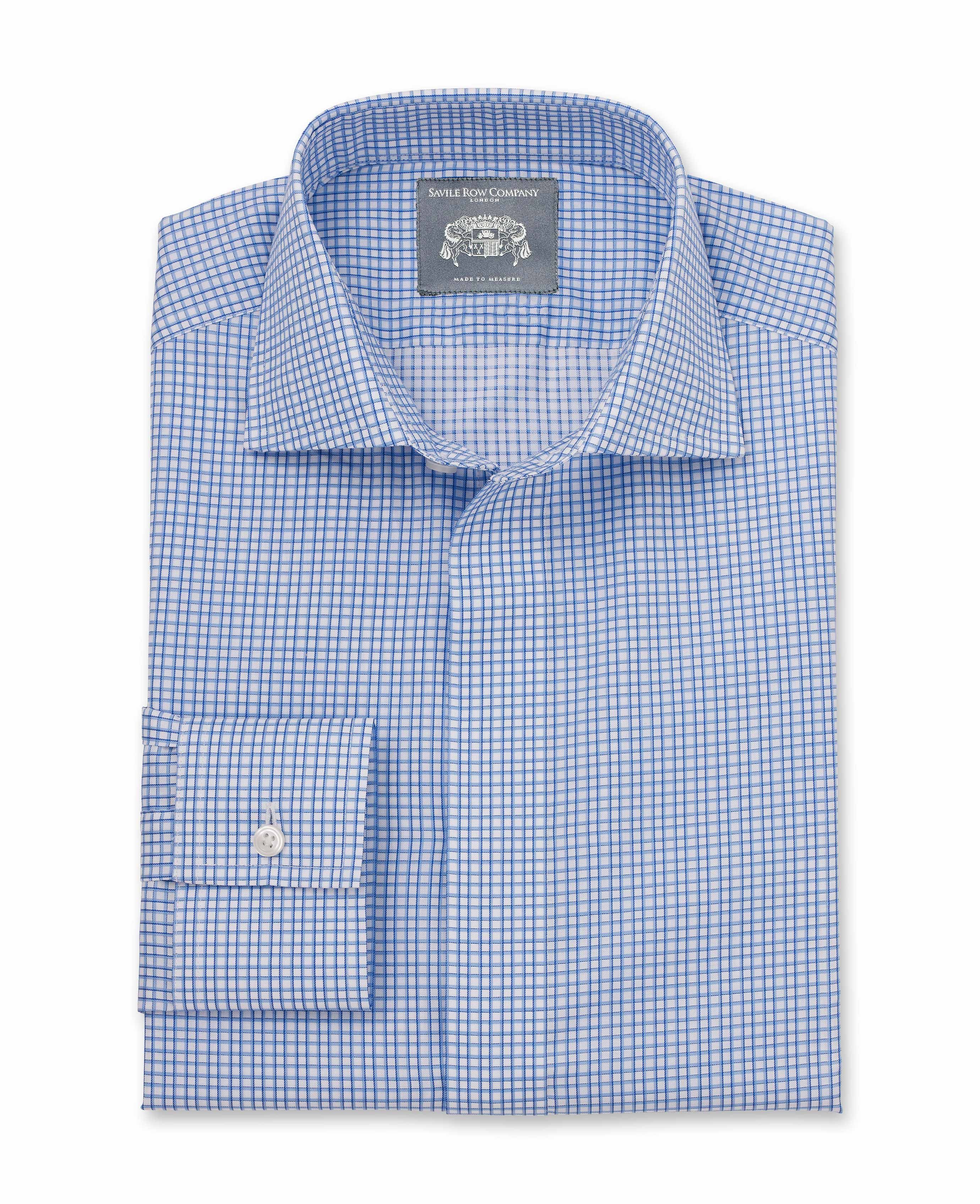 Ernest Blue White Check Made-to-Measure Shirt | Savile Row Co