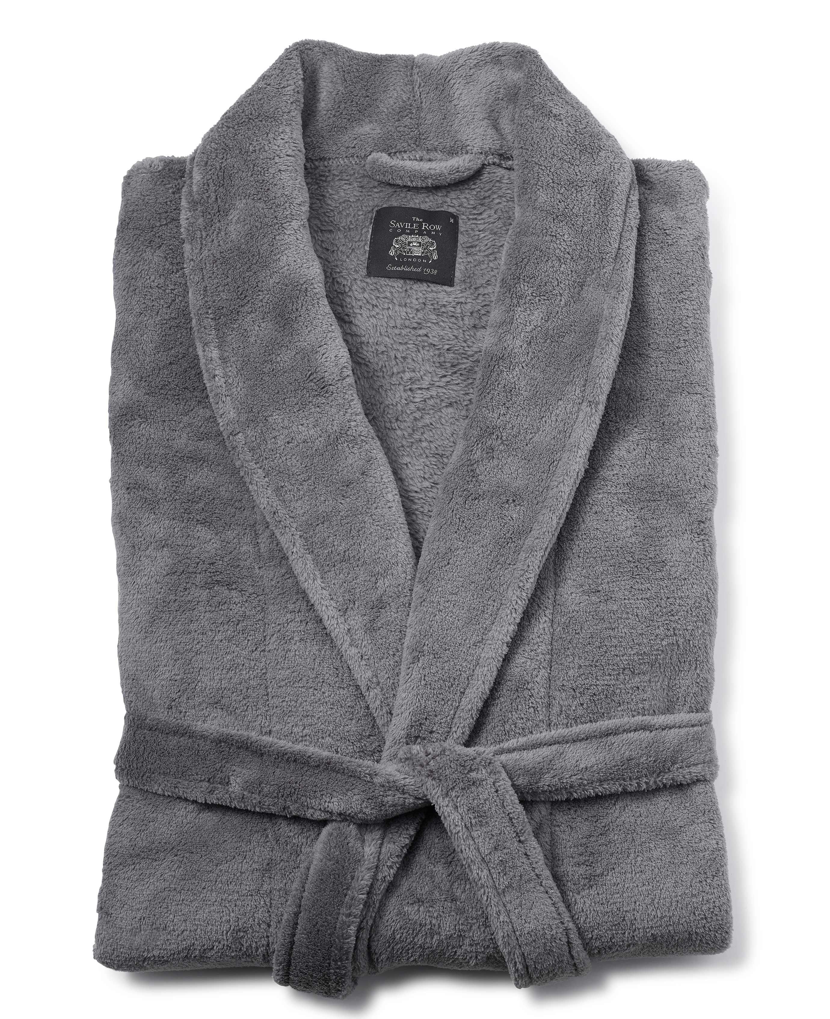Men's Grey Soft Fleece Dressing Gown | Savile Row Co