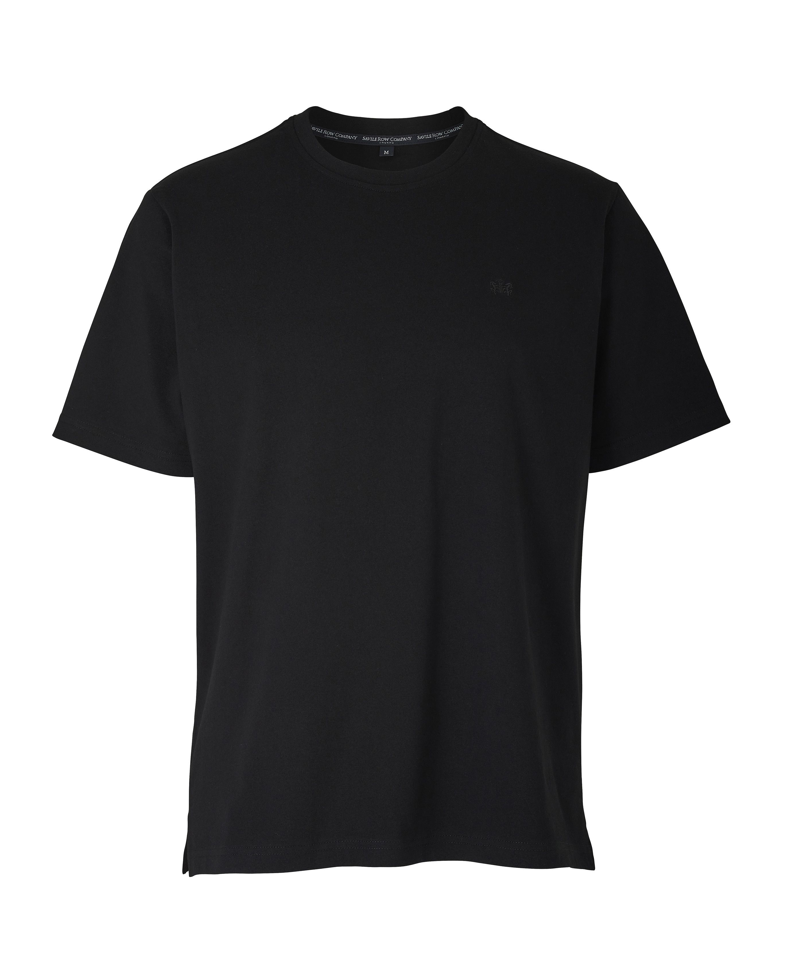 Mens Black Cotton Jersey Crew Neck T-Shirt | Savile Row Co