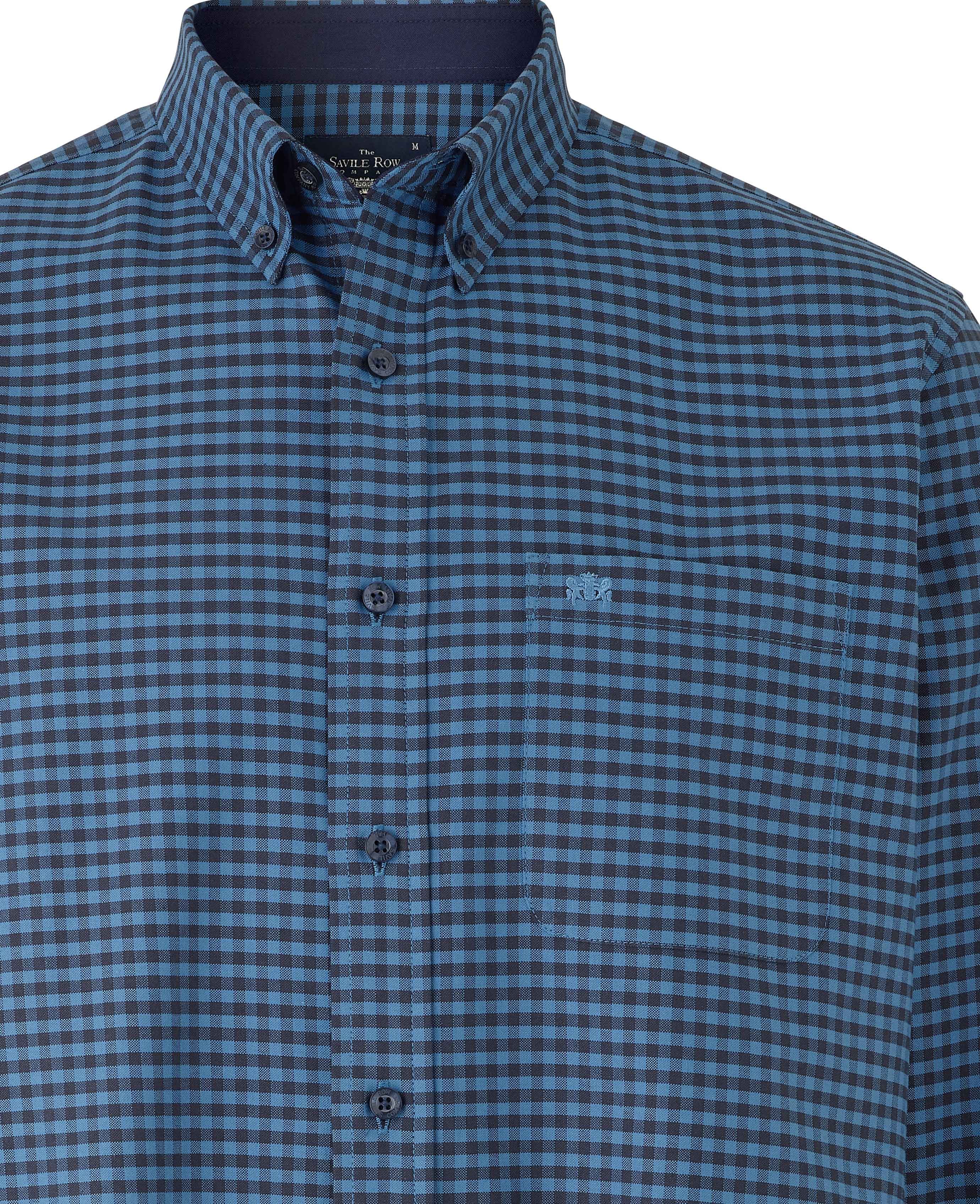 Men’s Blue & Navy Gingham Oxford Shirt | Savile Row Co