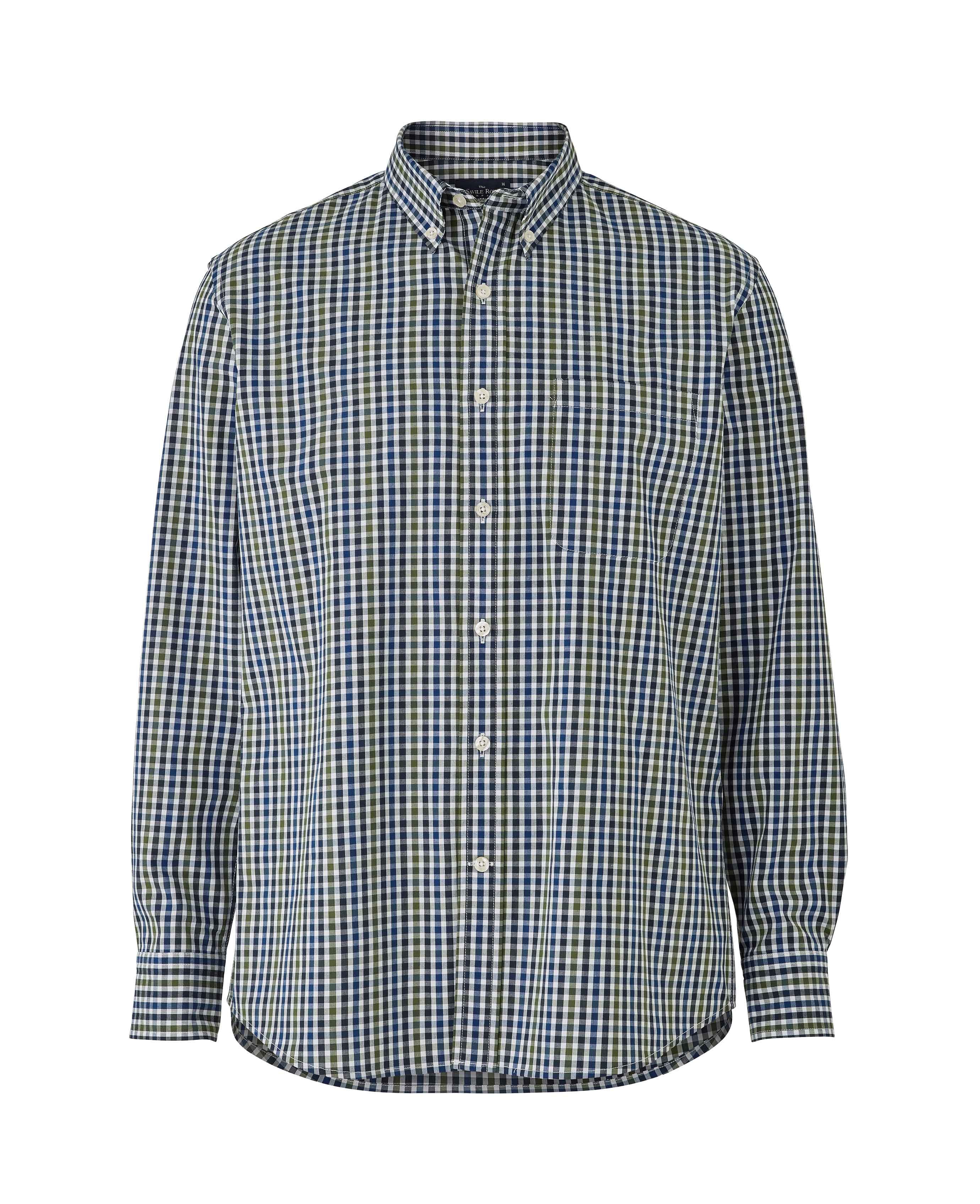 Men's Blue Khaki Check Button-Down Casual Shirt | Savile Row Co